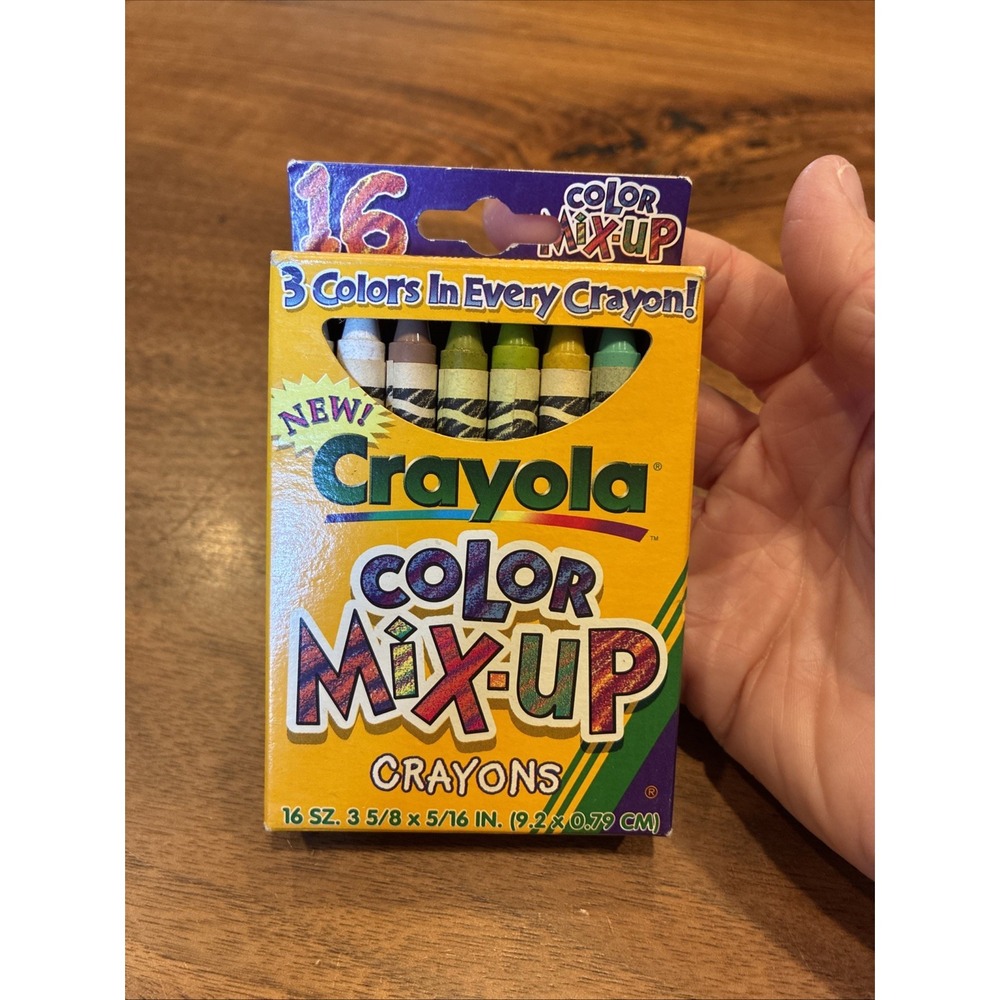Vintage 1997 Crayola Color Mix-Up Crayons 16 Count, 3 Colors in Every Crayon EUC
